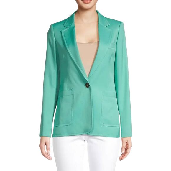Reiss Ember Notched Single Button Blazer Green Tailored Lined Womens Size 12 - Picture 2 of 16